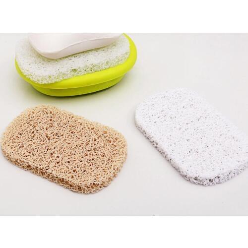 2Pcs Kitchen Bathroom Anti-slip Mildew-proof PVC Soap Saver Holder Drain Pads Sponge Holder Storage Rack Soap Box Random Color