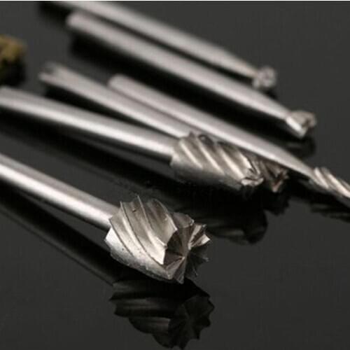 6Pcs Titanium Milling Rotary Dremel Routing Wood Rotary File Cutter Woodworking Carving Carved Knife Cutter Rotary Carving Tool