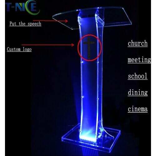 Acrylic Lectern School Furniture Plastic Rostrum Custom Podium Church Pulpit Hot Sale Glass Pulpit For Church Modern Designs