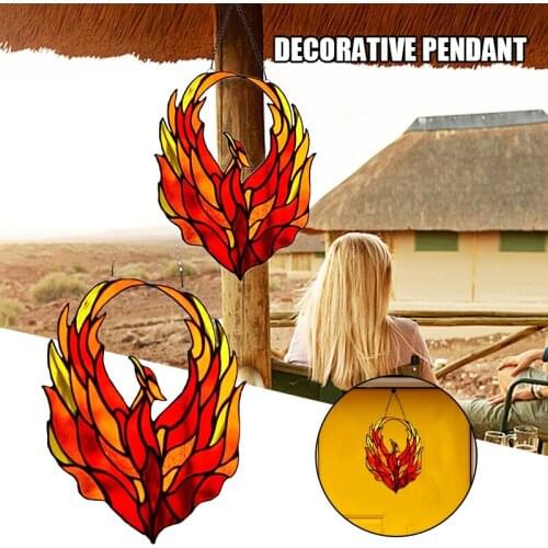 Acrylic Phoenix Hanging Ornament Hand Painted Lightweight Wall Art Decoration for Home Living Room Garden M56