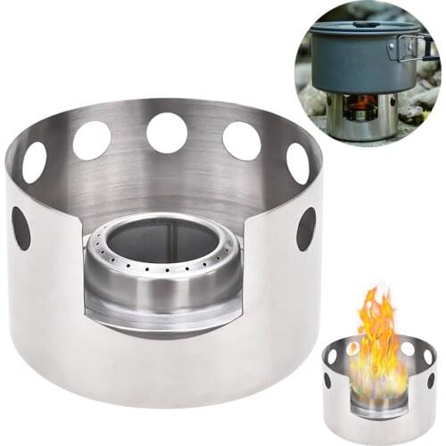 AOTU Outdoor Alcohol Stove Stainless Steel Camping Stove Cookware Stove Cross Camping Fishing Stove Stand Furnace with Stand