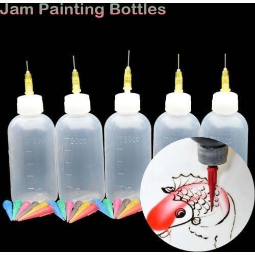 50ml Jam Painting Squeeze Bottles with 7 Nozzles Cake Decor Storage Accessories Baking Pastry Bottle Drawing Tools Jam Pot