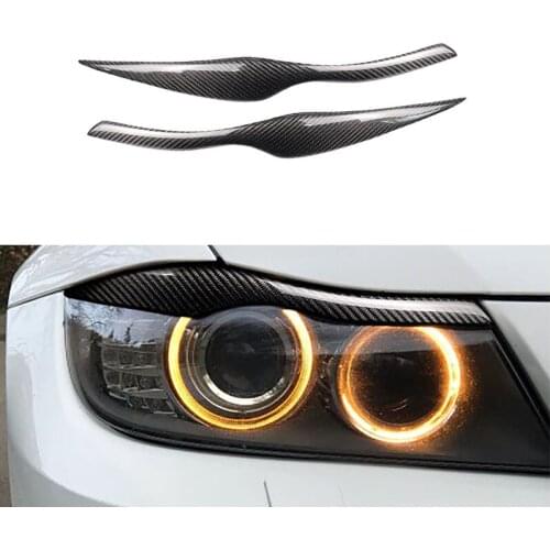 Real Carbon Fiber Headlight Eyelid Eyebrow Cover For BMW E90 E91 328i 335i M3 4DR 2005-2011 Car Stickers Headlight Protector