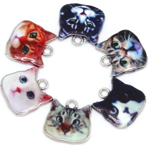 Hot Sale 2Pcs/lot 17x17mm Zinc Alloy Enamel Bracelets Necklaces Animals Cat Charms Pendant For DIY Women Jewelry Making Findings