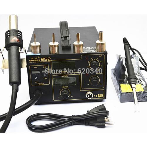 Gordak 952 SMD Rework Station Desoldering Station Hot Air Gun Heat Gun Electric iron 220v Free Shipping