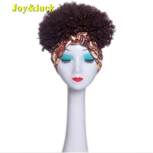 Joy&luck Fluffy Headband Wig Synthetic Turban Head Wig Curly Hair Wigs for Women Wrap Wig