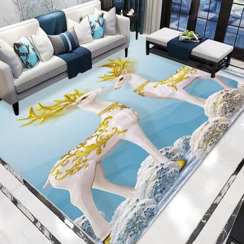 Beautiful Elk Print Carpet Modern Anti-Slip Mat Animal Indoor Decoration Doormat Carpet Pad Outdoor Kitchen Home 40x60cm Mat Rug