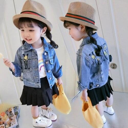 New Flower Jean Spring Autumn Coat Outerwear Top Children Clothes School Kids Costume Teenage Girl Clothing High Quality