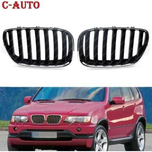 Left Right Chrome Black Front Hood Bumper Kindey Grille Grill For BMW X5 E53 2000 2001 2002 2003 2004 2005 2006 51137113733