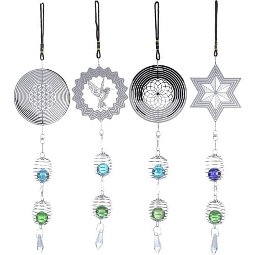 Cute Wind Chime Metal Music Spiral Crystal Ball Wind Indoor Outdoor Home Store Hanging Windchime Nordic Decoration