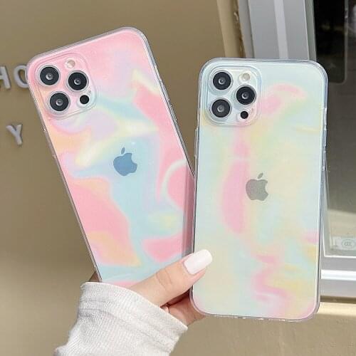 Fashion Colorful Transparent Phone Case For iPhone 11 12 Pro Max 12 Mini XS Max X XR 7 8 Plus Silicone Soft TPU Clear Back Cover
