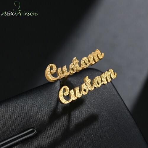 Nextvance Customize Name Stud Personalized Namplate Frosted Earring Women Youth Lover Quality Stainless Steel Anniversary Gift