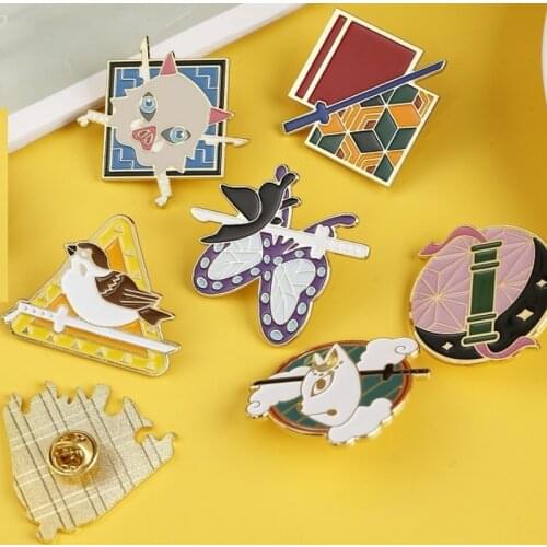 New Demon Slayer Kamado Tanjirou Kamado Nezuko Metal Badge Brooch Pin Props Accessories Cosplay Man Woman Gift