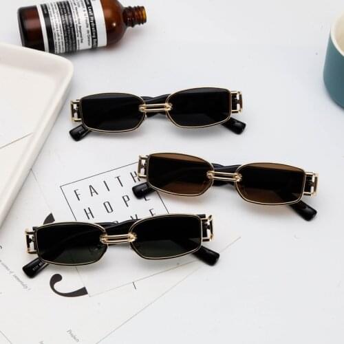 New Rectangular Hip Hop Sunglasses Vintage Metal Square Luxury Sun Glasses Men Women Rectangle Uv400 Driver Goggles Eyewear
