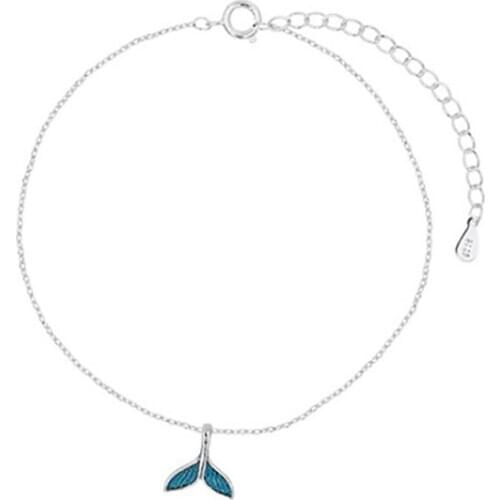 New Fine Bracelet Dangle Fish Tail Enamel Silvery Jewelry Fashion Charm Mermaid Chain Womens Valentines Day Birthday Best Gift