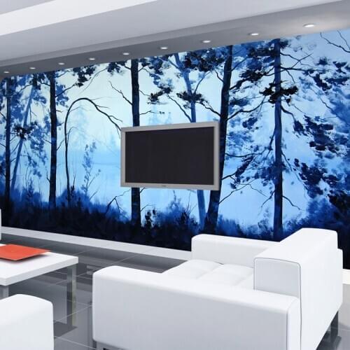 Wholesale Nature scenery tress blue 3d wall mural wallpaper for TV sofa background 3d photo mural Papel de parede home decor