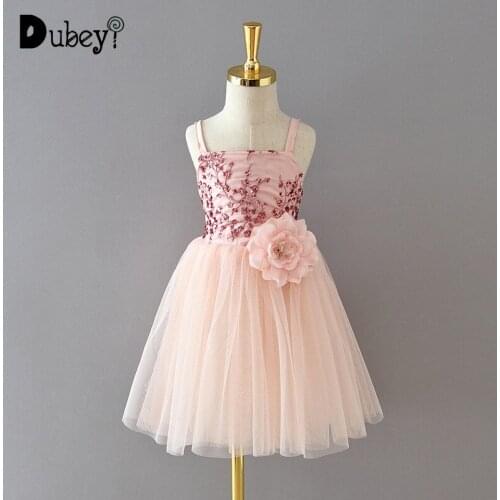 Girls Sequin Flower Dress Girls Sparkle Dress Party Dress for Kids Girl Baby Sequins Tulle Dress Fluffy Princess Evening Dresses