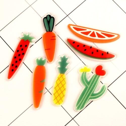 10pcs Acrylic fruit carrot watermelon pineapple cactus charms pendants ornament decoration Jewelry making Handicraft Material