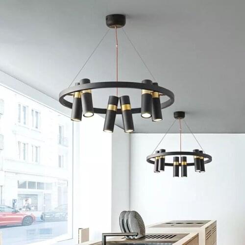 Black Pendant Light Gu10 Bulb Rotatable 3/6/9 LED Hanging Pendant Light Dining Room Cloth Store Suspended Light Fixture