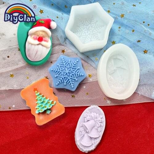 Christmas Series Silicone Soap Mold Bells Snowman Tree Santa Claus Deer Styles DIY Handmade Soap Mould For Fondant Baking Tools