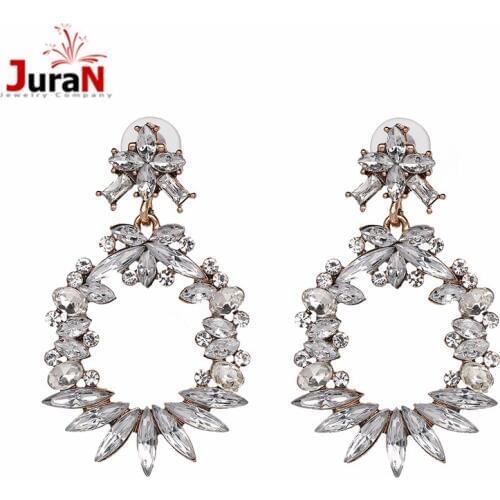 JURAN 2018 full crystal New statement fashion Rhinestone Drop Earrings jewelry wholesale drop oorbellen