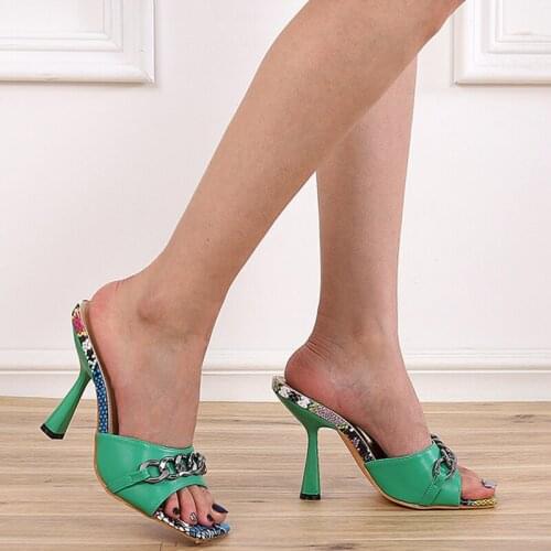 Women Slippers Shoes Fashion Female Summer Outside Square High Heels Sandals Casual Shoes Ladies Mixed Colors Slippers Slides