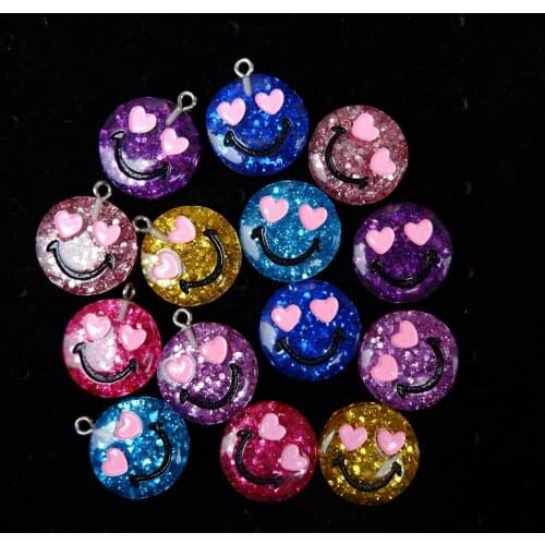 Smile Charms Pendants Resin flat back cabochon for jewelry making bracelets necklace earrings Accessories