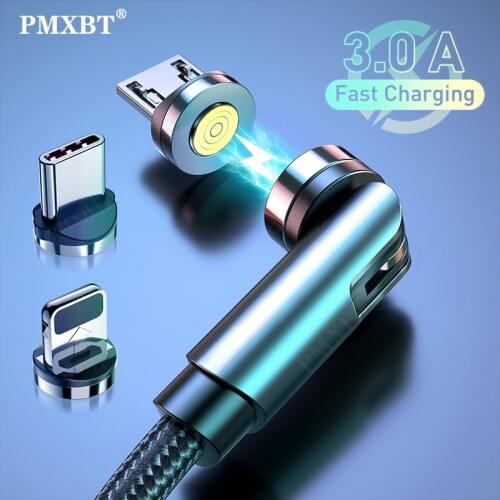 540 Rotate Magnetic Micro USB Type C Cable 3A Fast Charging Data Cord For iPhone 12 Pro Mobile Phone Charger USB C Charge Cable