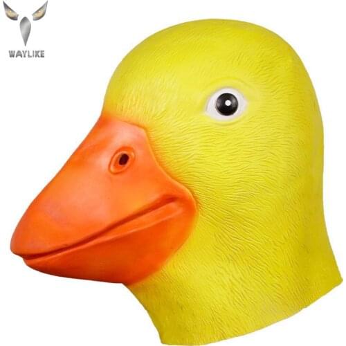 WAYLIKE Halloween Yellow Duck Mask Animal Head Latex Mask Arty Decors Adult Costume For Halloween Christmas Party Mask