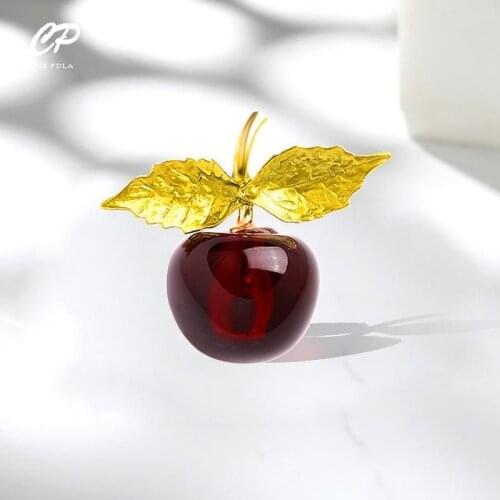 Cherry Brooches For Women Red Enamel Cherry Fruits Weddings Casual Party Brooch Pins Gifts