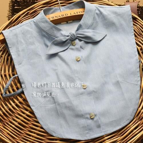 Fashion shirt female black fungus wild chiffon exaggerated bow shirt tie false blouse lattice organza half saving fake collar