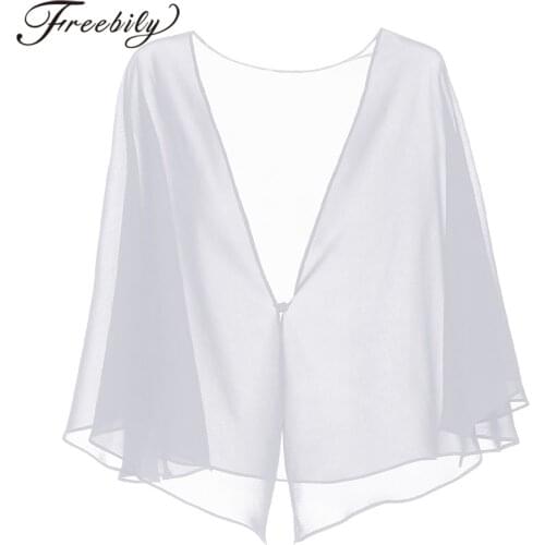 Fashion Womens Chiffon Bolero Cover Ups Shawls Wrap Shrug Elegant Women Evening Cape Beach Summer Sun Protection Coverups Cape