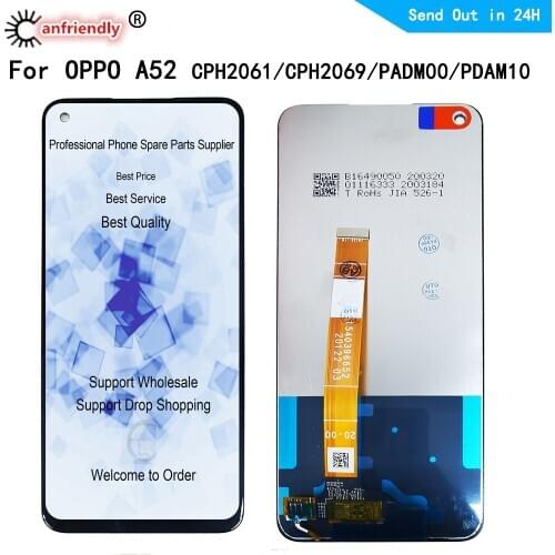 LCD For OPPO A52 2020 CPH2061 CPH2069 PADM00 PDAM10 LCD Display Touch Panel Screen Digiziter Sensor With Frame Assembly Lcds