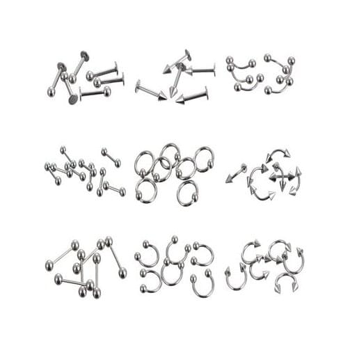 18pcs mix lots belly button rings wholesale tongue ring eyebrow lip labret barbell ring body piercing jewelry fashion