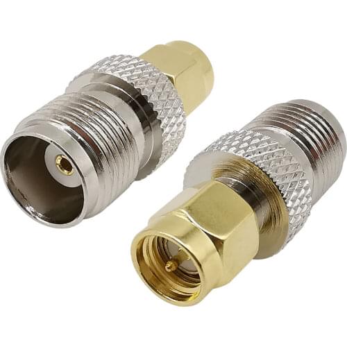 2Pcs TNC Female Jack to SMA Male Plug RF Coaxial Coax Adapter Connector