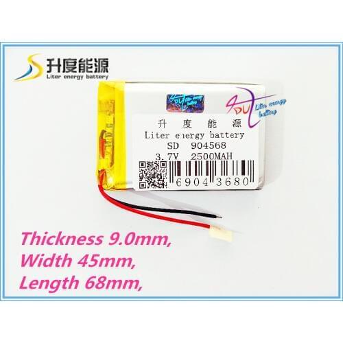 3.7V,2500mAH 904568 polymer lithium ion / Li-ion battery for model aircraft,GPS,mp3,mp4,cell phone,speaker,bluetooth