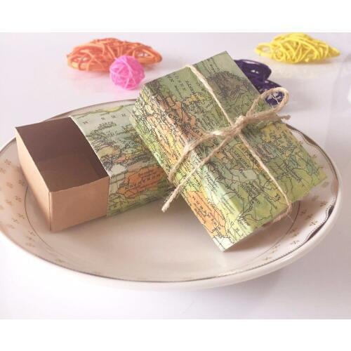 50pcs/lot DIY Casamento World Map Wedding Favors Boxes Chocolate Candy Boxes for Guests Wedding Favors Xmas Gift Packaging Bag