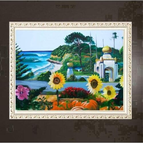 5D DIY diamond painting embroidery sunflower flower rhinestone cross stitch house river landscape painting home decoration gift
