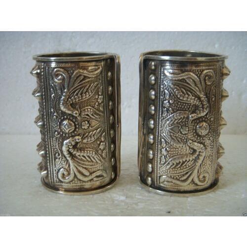 Free shipping >>>>>>Chinese tribal Miao silver mens Cuff bracelet pair