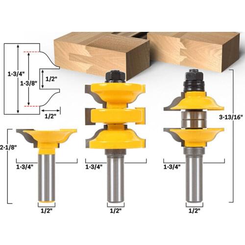 3 pcs Entry & Interior Door Ogee Matched R&S Router Bit-12MM/1/2 inch Shank