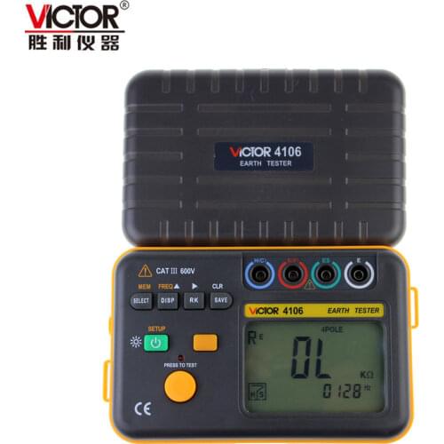VICTOR VC4106 Digital Ground Resistance Tester Lightning Detector 4-Pole Ground Resistance Measurement 0.1-19.99K Ohm