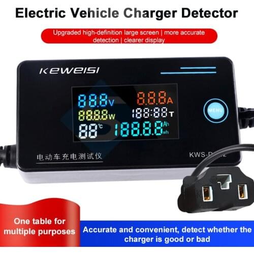 4-120V 0-10A Electric Vehicle Charger Detector Test Voltage Current Meter Accumulative Power Temperature Measurement