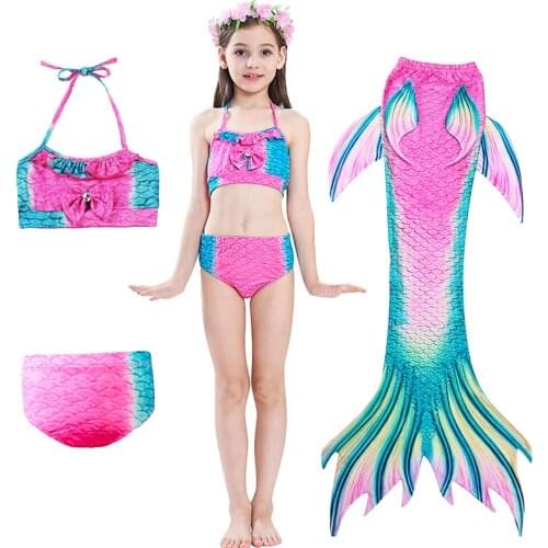 Kids Mermaid Swimsuit Set Girls Mermaid Bikini Mermaid Tail Summer Pool Party Beach Holiday Swimwear Girls Swimsuit 3-12 Years