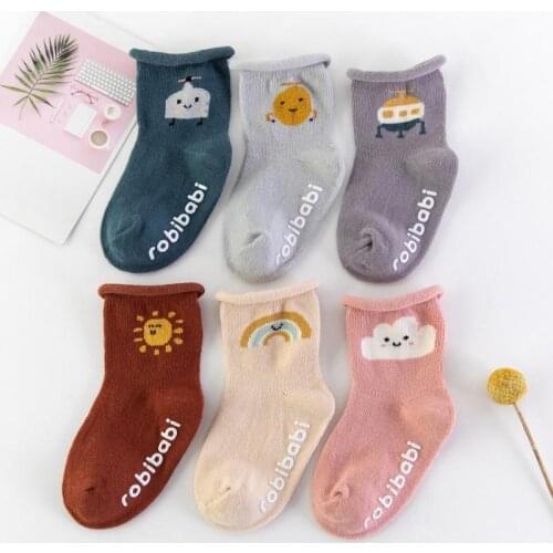 Cotton Baby Toddler Girl Socks Animal Print Baby Boys Girls Socks Non-slip Rubber Floor Socks Cartoon Infant Kids Loosens Socks