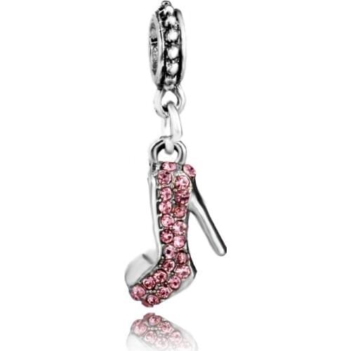 Exquisite European Colorful High Heels Pendants Rhinestone Beads Fit Original Bracelet &Bangles Precious Beads for DIY Bracelets