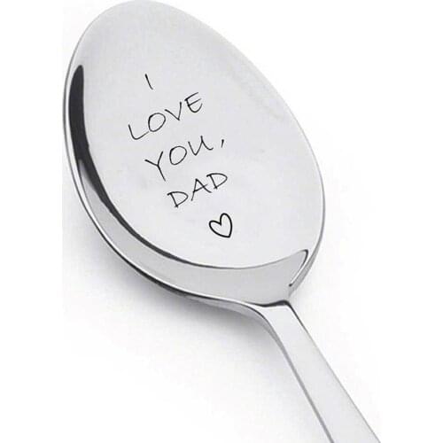I Love You Dad Engraved Ice Cream Spoon Coffee Blender Kitchen Tool Father Gift