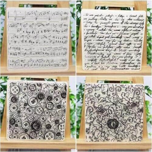 Music button flower background transparent clear stamp scrapbook paper pattern stamp DIY photo album greeting card decoration