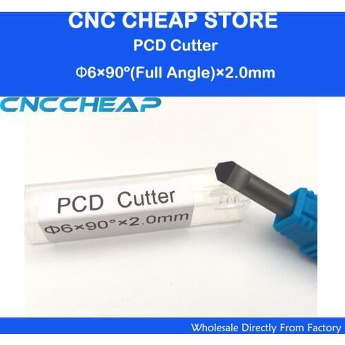 PCD CNC router bits, 6mm Diamond Router Bits, 90 degree Stone/granite marble Tip 2.0mm engraving bits