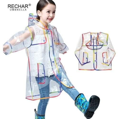 Transparent Waterproof Children Raincoat EVA Clear Plastic Rainwear Hooded Outdoor Touring Rain Coat For Children