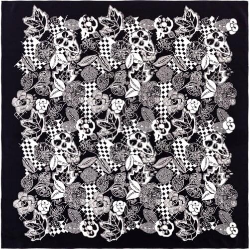 POBING Manual Hand Rolled Twill Silk Scarf Women Retro Rose Square Scarves Echarpes Foulards Femme Wrap Bandana Lady Hijab 90CM